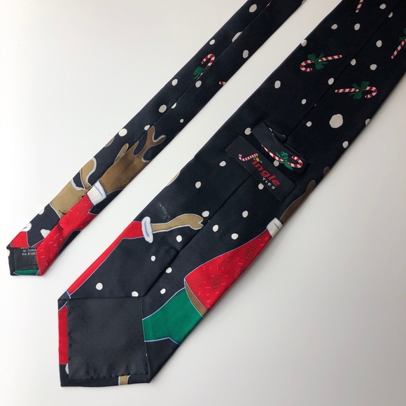 EUC Christmas Reindeer Jingle Bells Neck Tie - Picture 2 of 4
